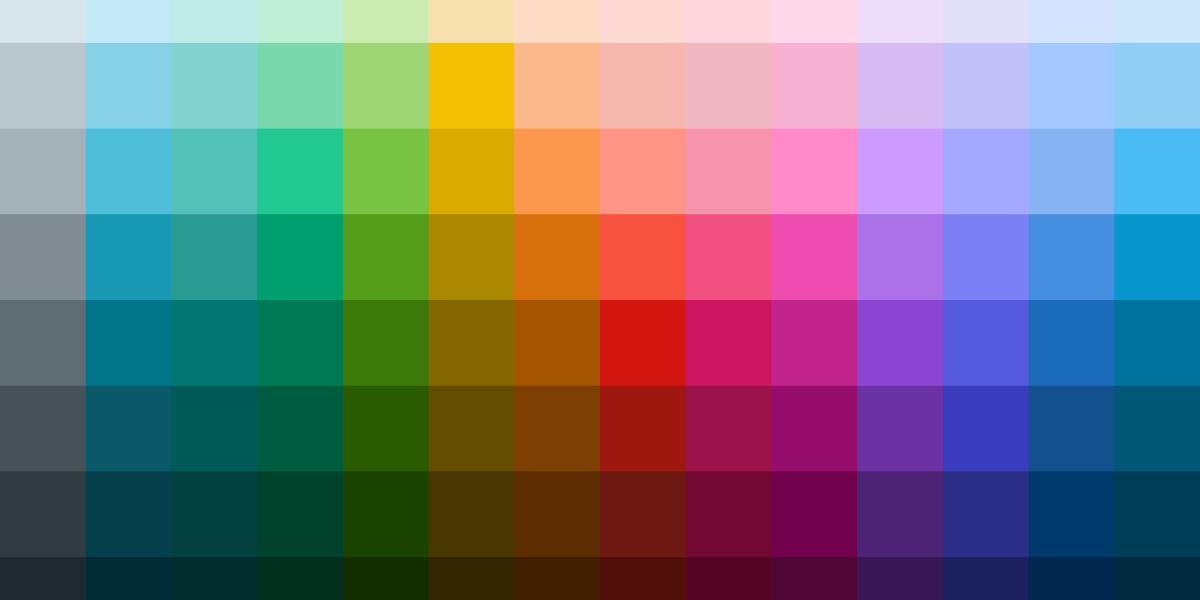 HCT-based color system — tonal palette grid