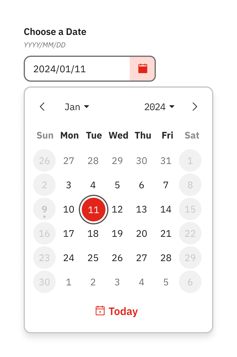 The final redesigned date picker component in production