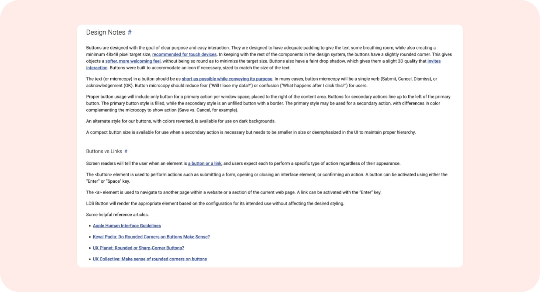 Legacy portal usage tab — wall of dense paragraph text with no visual examples, requiring designers to read everything to find answers