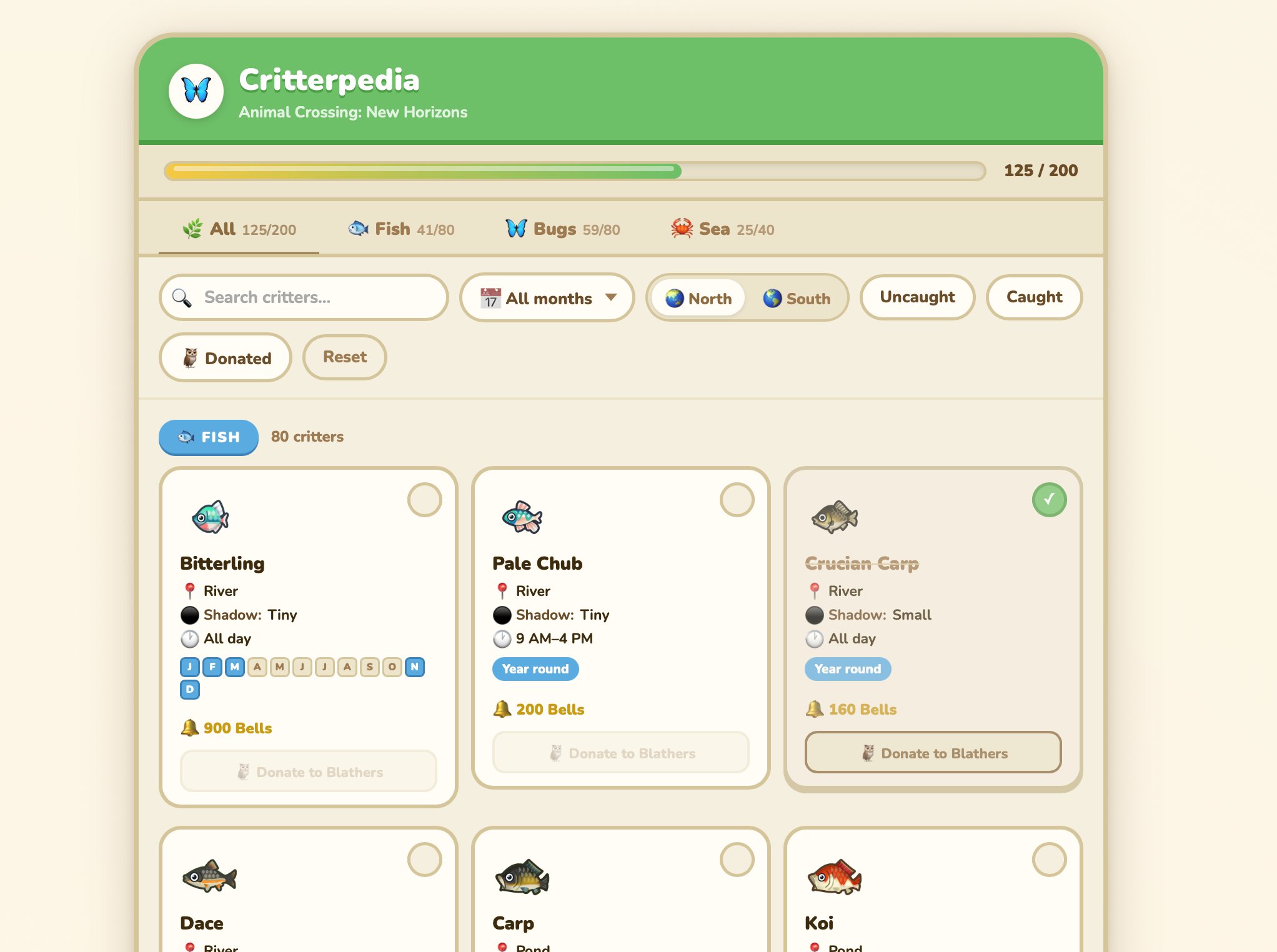 Critterpedia — Animal Crossing critter tracker